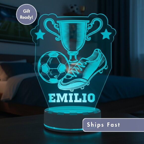 Custom Soccer Night Light – LED Lamp for Boys & Soccer Fans - Picture 1 of 8